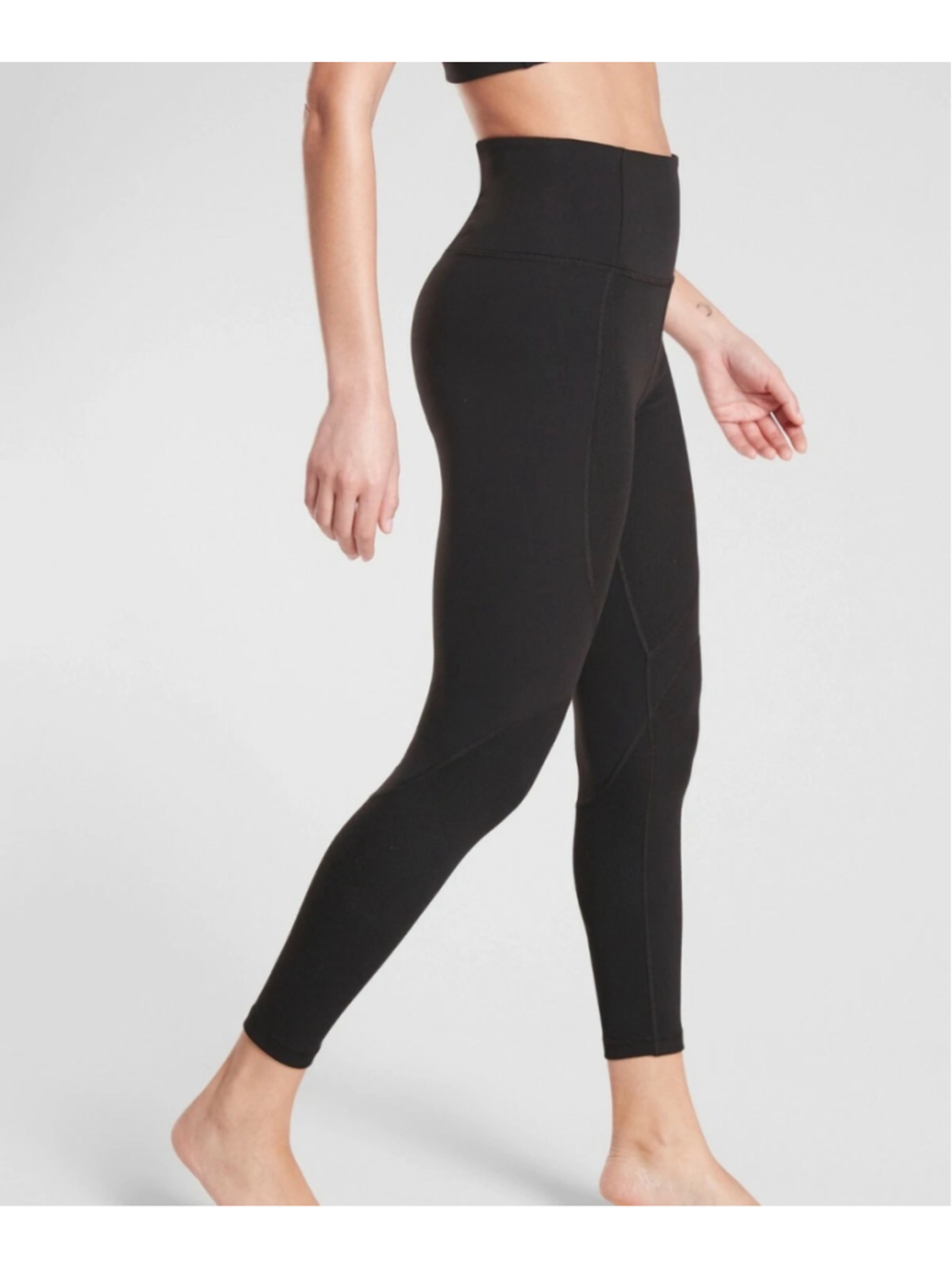 Athleta Rise Up Rib 7/8 Tight in Powervita, BLACK SIZE Small high rise - Picture 2 of 12